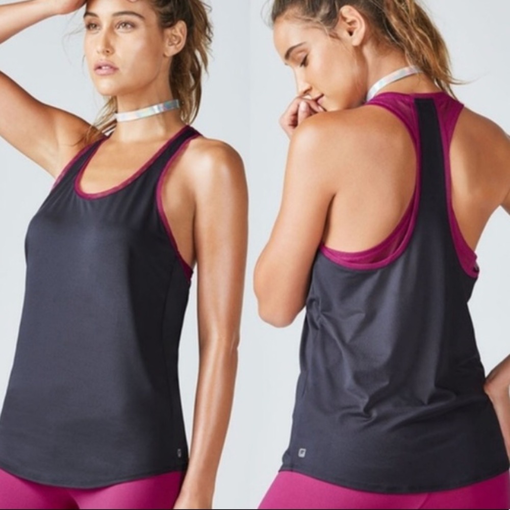 Fabletics Mosa Tank Top Racerback layered Mesh xs